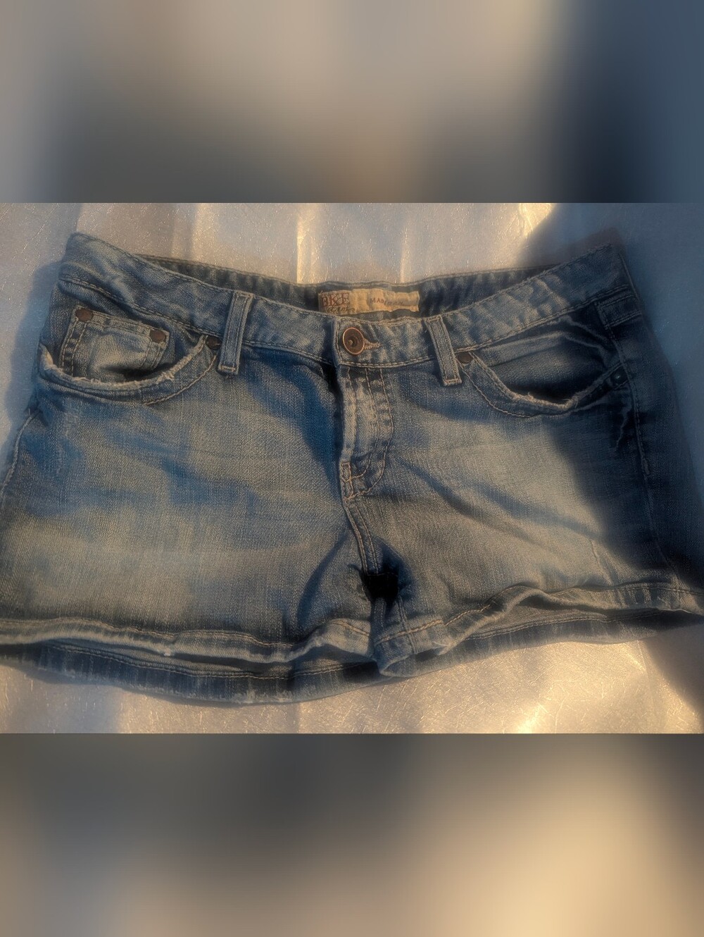 BKE Light Blue Denim Shorts with Branded Waist Tag